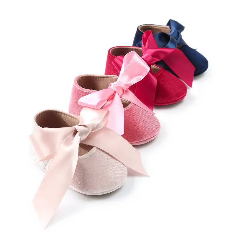 Meckior Baby Mädchen Schuhe Prinzessin Ballett Hausschuhe rutschfeste flache weiche Sohle Baumwolle Gummi Krippe Schmetterlingsknoten Kleinkind erste Wanderer