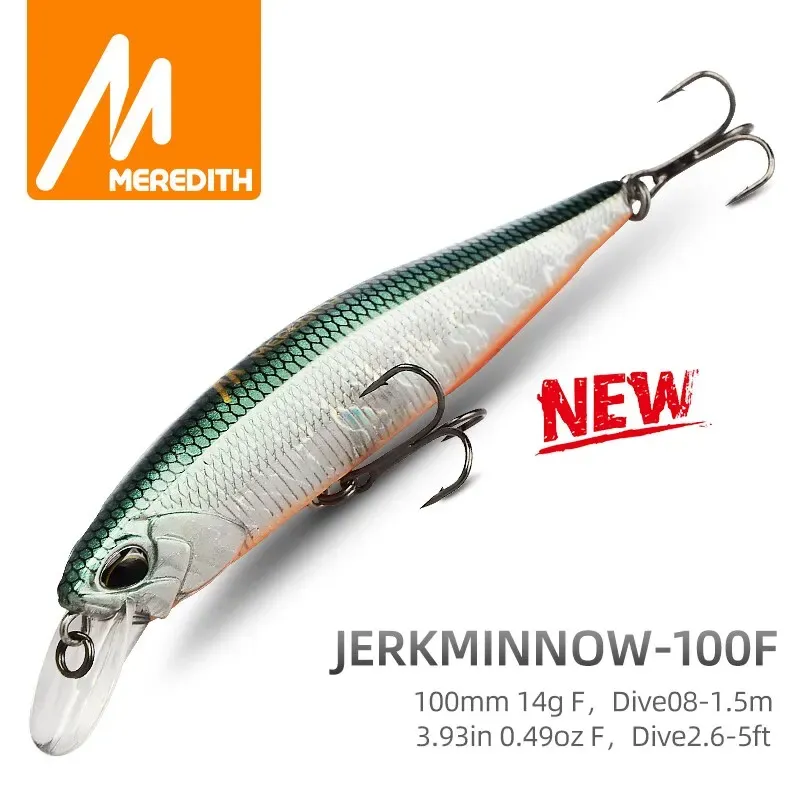 MEREDITH JERKBAIT 100F MINNOW 14g Schwimmender Wobbler-Angelköder Minnow-Köder Harter Köder Qualität Professionelle Tiefe 0,8–1,0 m