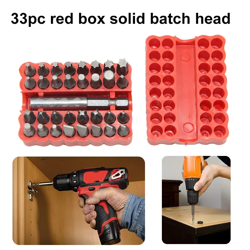 33-teiliges Elektro-Schraubendreher-Kopf, solides Kreuz, sechseckig, Alien-Bits, Drehschraube, Verlängerungsstange, Werkzeug-Zubehör-Set