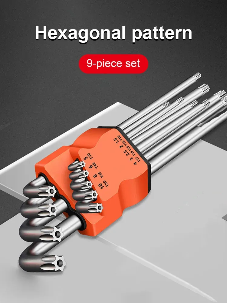 9-teiliges Torx-Sternschlüssel-Set, Inbusschlüssel, Sechskant-Sechskantschlüssel, Schlüssel-Set mit doppeltem Ende, L-Typ, Sternschraubendreher, Handreparaturwerkzeuge