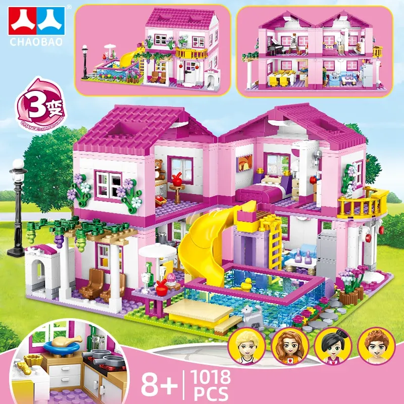 Freunde Stadt Street View Haus Sommer Urlaub Villa Schloss Modell Baustein Sets Figuren DIY Ziegel Spielzeug für Kinder Mädchen Geschenk