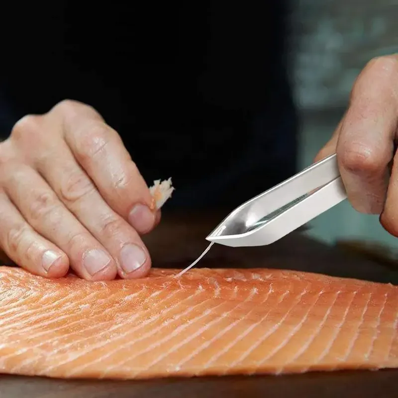 1/2PCS Fisch Knochen Pinzette Edelstahl Flache und Schräg Pinzette Zangen Entferner Werkzeuge (4,6 ") Küche Lebensmittel Gadgets Meeresfrüchte Werkzeuge