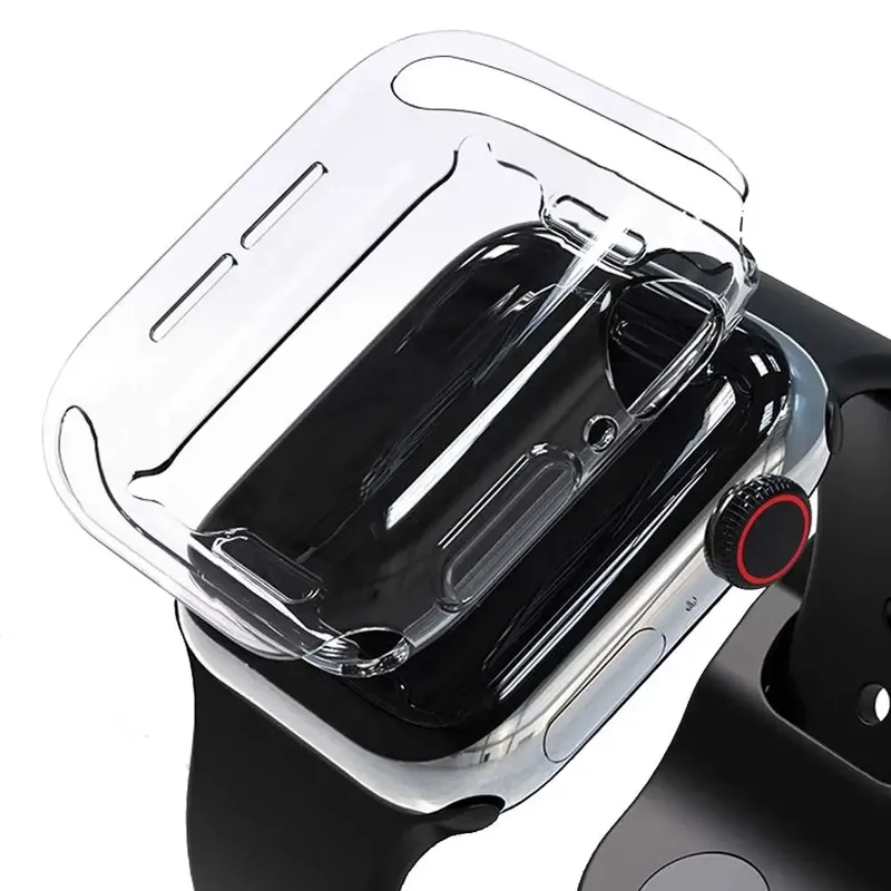 Klare Hülle für Apple Watch 45 mm 41 mm 44 mm 40 mm 46 mm 42 mm Displayschutzfolie Vollständige Abdeckung TPU Bumper iWatch Serie 10 9 8 7 SE 6 5 4