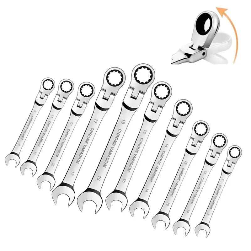 Flexkopf-Ratschenschlüssel-Set, 1 Stück, metrisch 6-24mm, Chrom-Vanadium-Stahl, Universal-Schraubenschlüssel für Autoreparatur-Handwerkzeuge