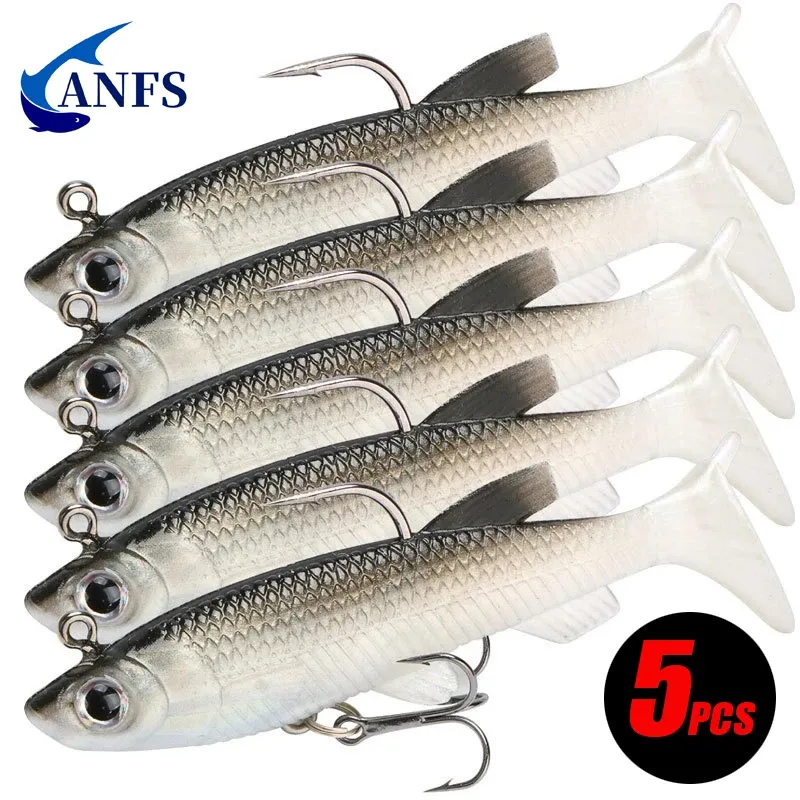 5-teiliges Set Angelköder, weicher Köder, 8 cm, künstlicher Köder, coole Angelhaken