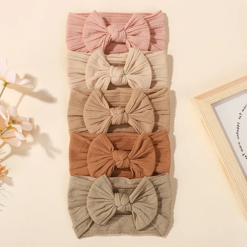 5 Teile/satz Baby Nette Stirnband Weiche Elastische Bowknit Neugeborenen Kleinkind Prinzessin Mädchen Haarband Bögen Zubehör Für 0-2Years