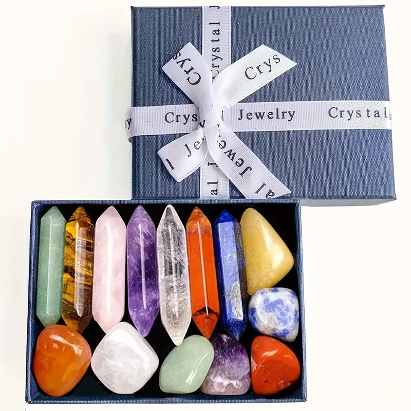 14 Stück 7 Chakra-Punkte, Kristalls äulen set, Yoga-Energie, Heim dekorations geschenk