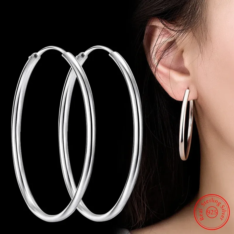 Echte 925er Sterlingsilber-Ohrringe für Damen, neuer Schmuck, modisch, rund
