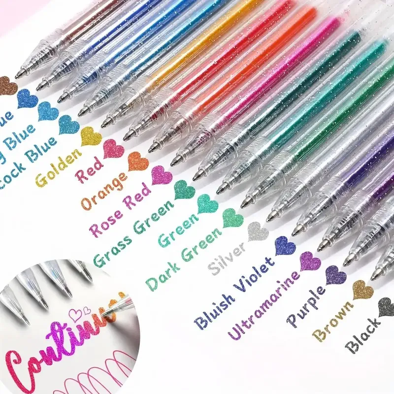 Set mit 8–60 Stück Metallisch Glitzer Gelstifte 1,0 mm Farbkugelschreiber Buchkarte Langlebiges Schreiben Zeichnen Markierung Färbung Heimwerken Kunst