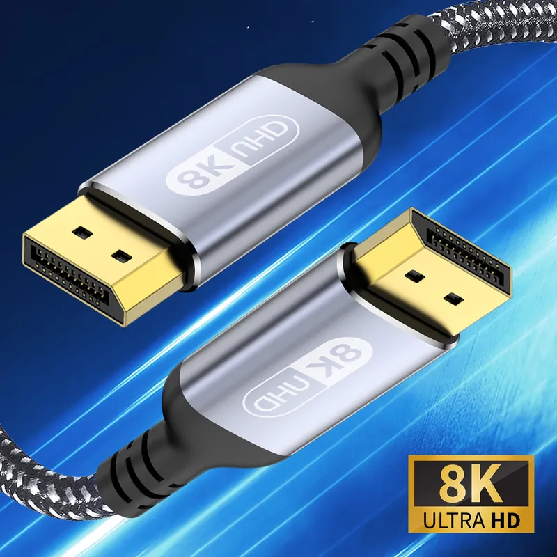 8K DP-Kabel DisplayPort-Kabel 1,4 Hochgeschwindigkeits-Display-Port-Kabel 8K bei 60 Hz G-Sync FreeSync 4K bei 144 Hz 2K bei 240 Hz HDR 10 32,4 Gbit/s