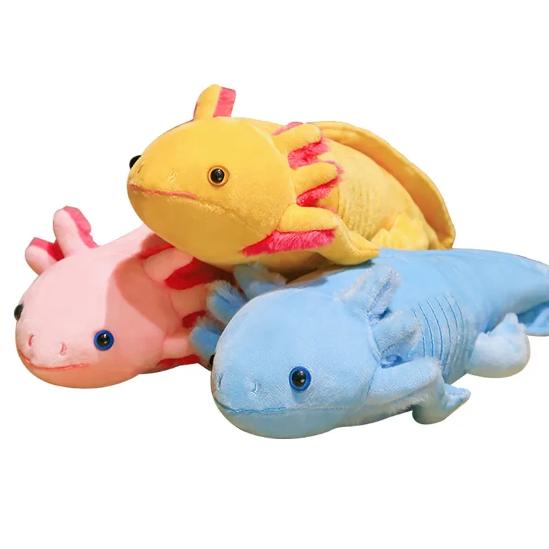 45 cm Kawaii Bunte Newt Plüsch Spielzeug Gefüllte Nette Axolotl Salamander Fuzzy Plüsch Fisch Beschwichtigen Lange Kissen Kissen Kinder geschenk