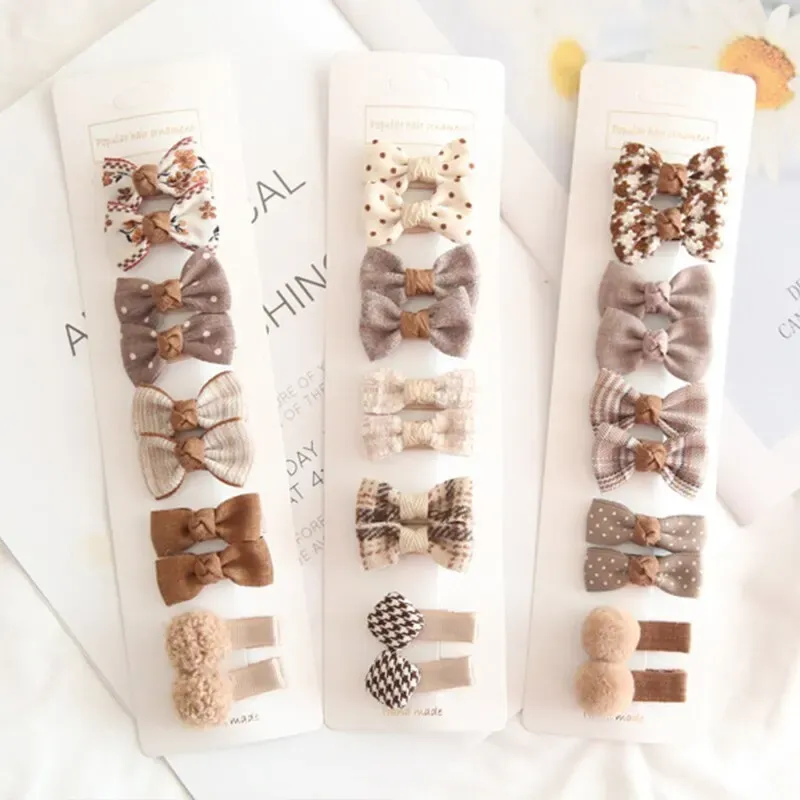 10 Stück karierten Bogen knoten Baby Mädchen Haarnadeln Blumen Punkt Kinder Haars pangen Kinder Haars pangen Kinder Haars pangen Kopf bedeckung