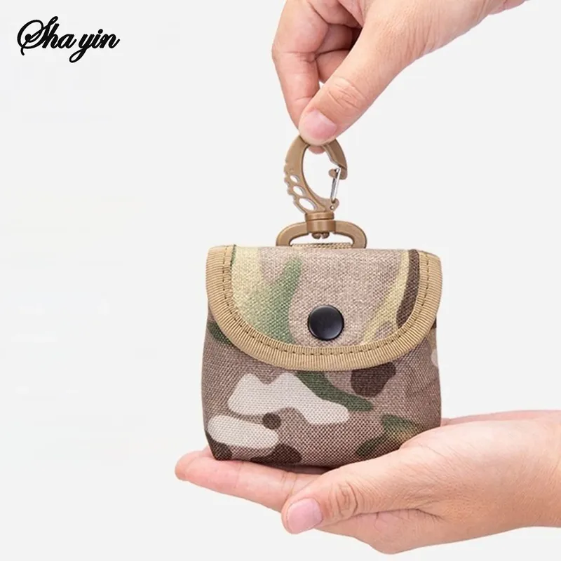 Wasserdichte Camp Mini Oxford Stoff Schlüsselanhänger Tasche, Outdoor Jagd Camouflage Hüfttasche für Kopfhörer Schlüssel Münze, EDC Carry Organizer