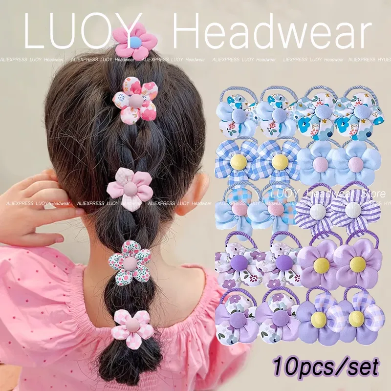 10 stücke Mini Blume Geformt Haar Krawatten Seil Set Baby Mädchen Bunte Elastische Pferdeschwanz-halter Gummiband Kinder Süße Kopfbedeckungen