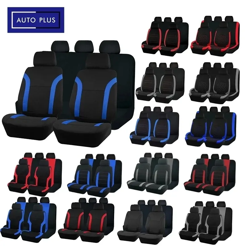 AUTO PLUS Sport Universal Polyester Auto Sitz Abdeckung Set Fit Meisten Auto Plain Stoff Bicolor Stilvolle Auto Zubehör Seat Protector