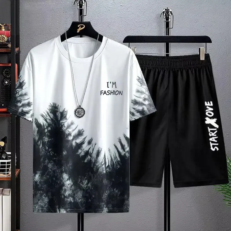 Sommer Schnell Trocknend männer Sets Mode trainingsanzüge Casual Atmungsaktive Kurzarm 3D Gedruckt Sport T-shirt + Shorts Basketball Set