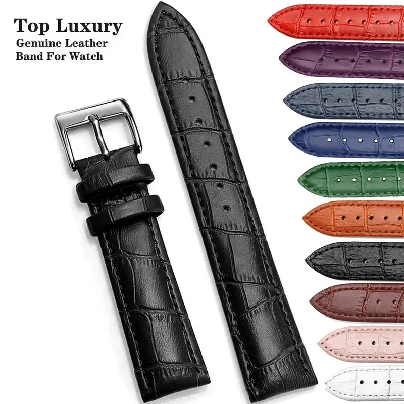Uhrenarmbänder aus echtem Leder, 12/14/16/18/20/22/24 mm, Uhrenarmband, Stahldornschließe, hochwertiges Handgelenk-Gürtelarmband