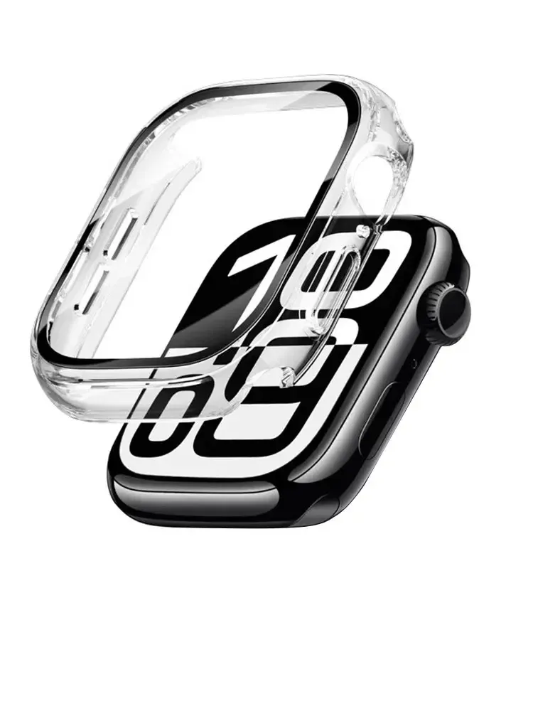 Gehärtetes Glas + Abdeckung für Apple Watch-Zubehör 45 mm 41 mm 44 mm 40 mm 42 mm Displayschutzfolie Apple Watch-Gehäuse Serie 9 4 5 6 SE 7 8