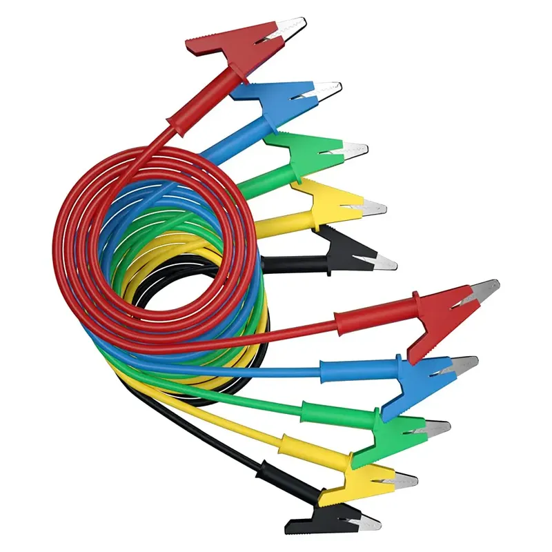 5 Stück Krokodilklemmen, elektrische Messleitungen, doppelseitiges Krokodildrahtkabel mit Isolatoren, Clips, Testflexibles Kupferkabel