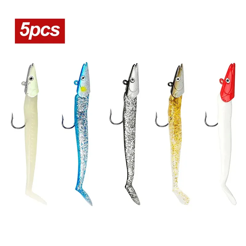 5 Stück weicher Angelköder 10 g/11 cm Wobbler Kunstköder mit Löffel Jig Angelgerät