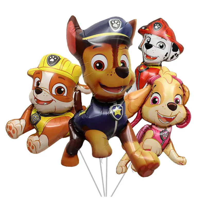 4 Stück Cartoon Paw Patrol Themen Party Dekoration Lieferungen Rettungshund Chase Aluminiumfolienballon Kindergeburtstagsgeschenk