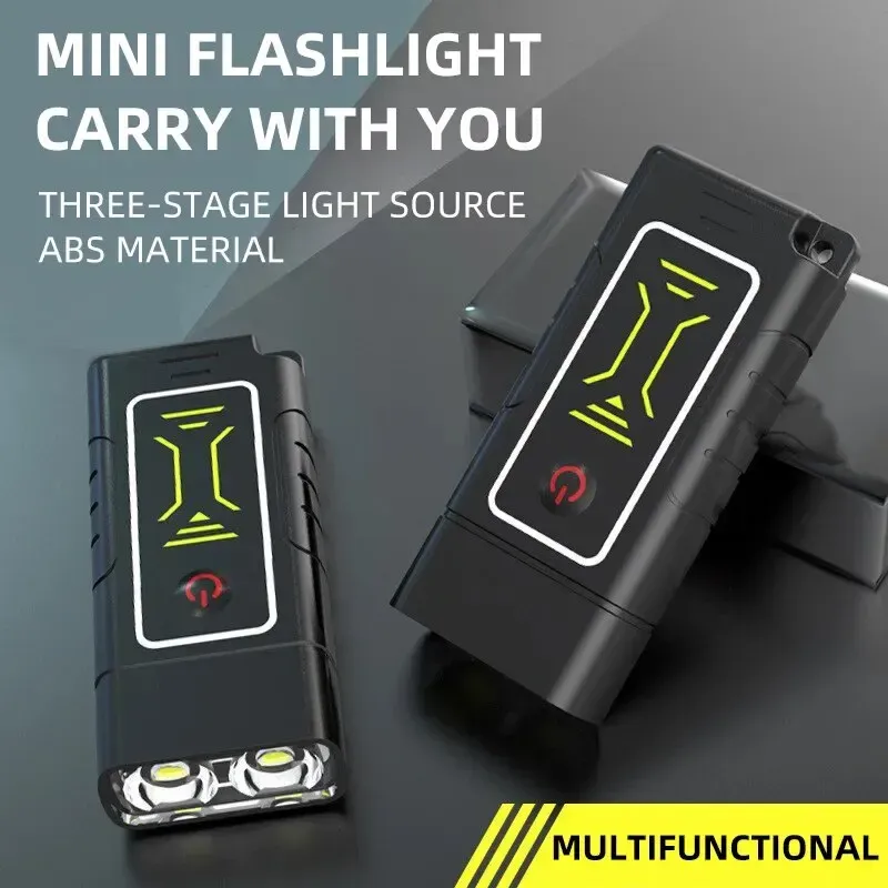 Dual-Core-LED-Taschenlampe, wasserdicht, leicht, wiederaufladbar, Outdoor-Camping, starkes Licht, tragbares Schlüsselanhänger-Licht mit großer Reichweite