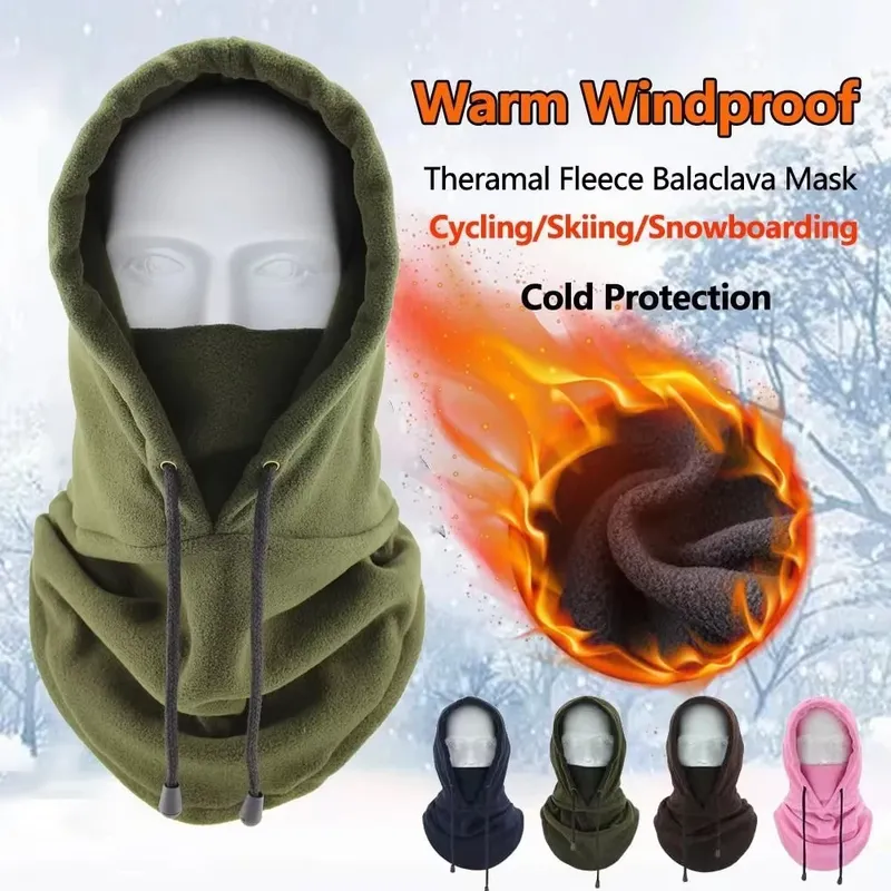 Neue Qualität Radfahren Kappe Ski Balaclava Winter Winddichte Kappe Outdoor Hood Cap Kalt Gepolsterte Kapuze Mützen Plüsch Warme Mütze Polar Fleece