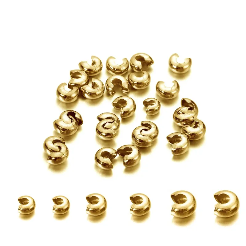 50 Stück Edelstahl runde Abdeckungen Crimp End Perlen Durchmesser 3 4 5 mm Stopper Spacer Perlen für DIY Schmuck herstellung liefert Zubehör