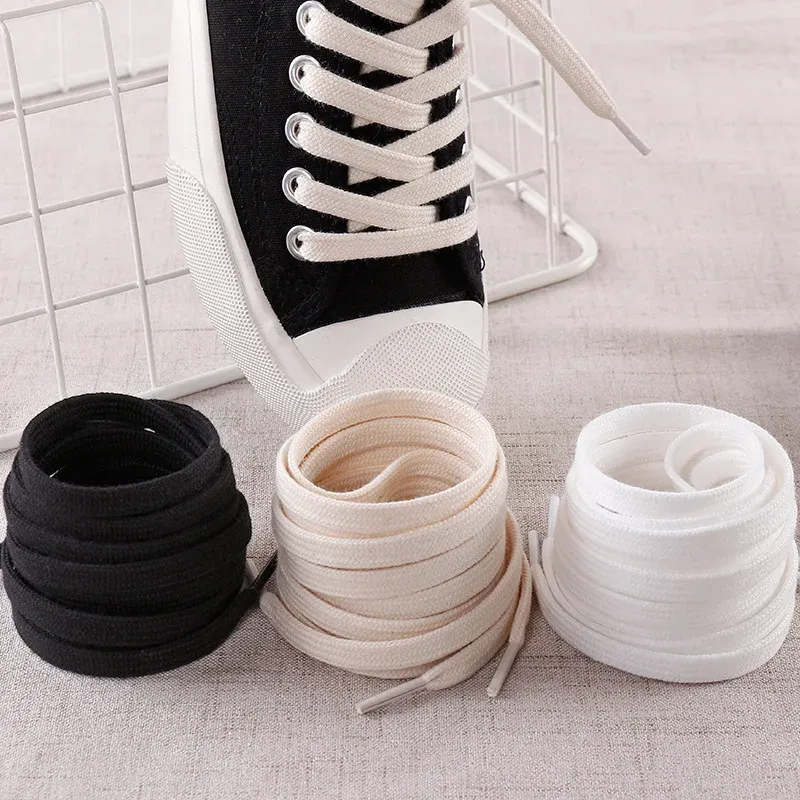 1 Paar flache Schnürsenkel Canvas Sneakers Schnürsenkel Baumwollseil Schnürsenkel Weiß Schwarz Beige Feste Schnürsenkel für Schuhe 100/120/140/160 cm
