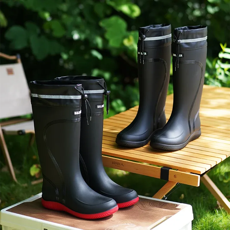High-End-Regenstiefel für Herren und Damen, geschlossen, regen- und wasserdicht, kurze und mittellange, rutschfeste Gummistiefel mit Kordelzug