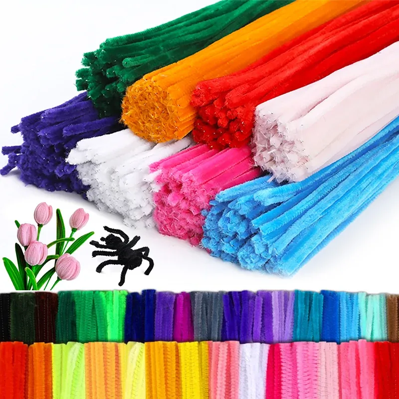 100 Stücke 30 cm Farben Chenille Stem Twisted Rod Eisendraht DIY Handwerk Wolle Wurzel Flauschigen Bar Verdrehen Dekor Rohr reiniger Plüsch