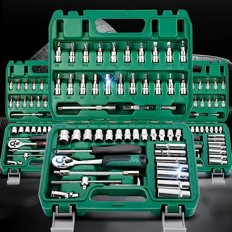 46-teiliges NEUES Auto-Reparatur-Werkzeugset 46/53 Stück/Set Steckschlüsselsatz Auto-Reparatur-Werkzeug Ratsche Drehmomentschlüssel Kombi Auto-Reparatur-Werkzeugset