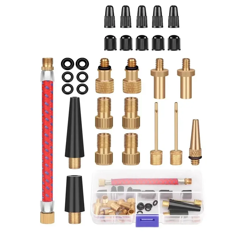 21/30 Stück Fahrrad-Reifenfüller, Nadel- und Luftschlauch-Adapter-Set – Pumpenanschlüsse für Fahrradreparatur und Basketballventile