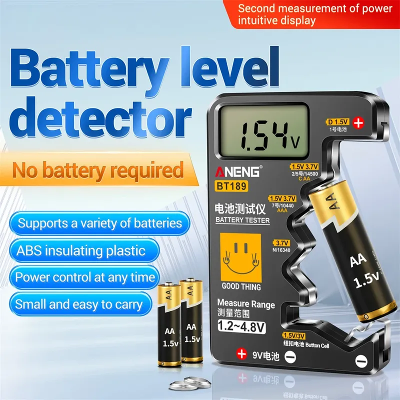 BT189 9V Batterietester AA AAA Universal Digital Batterietester Knopfzellenbatterietester Stromprüfwerkzeuge