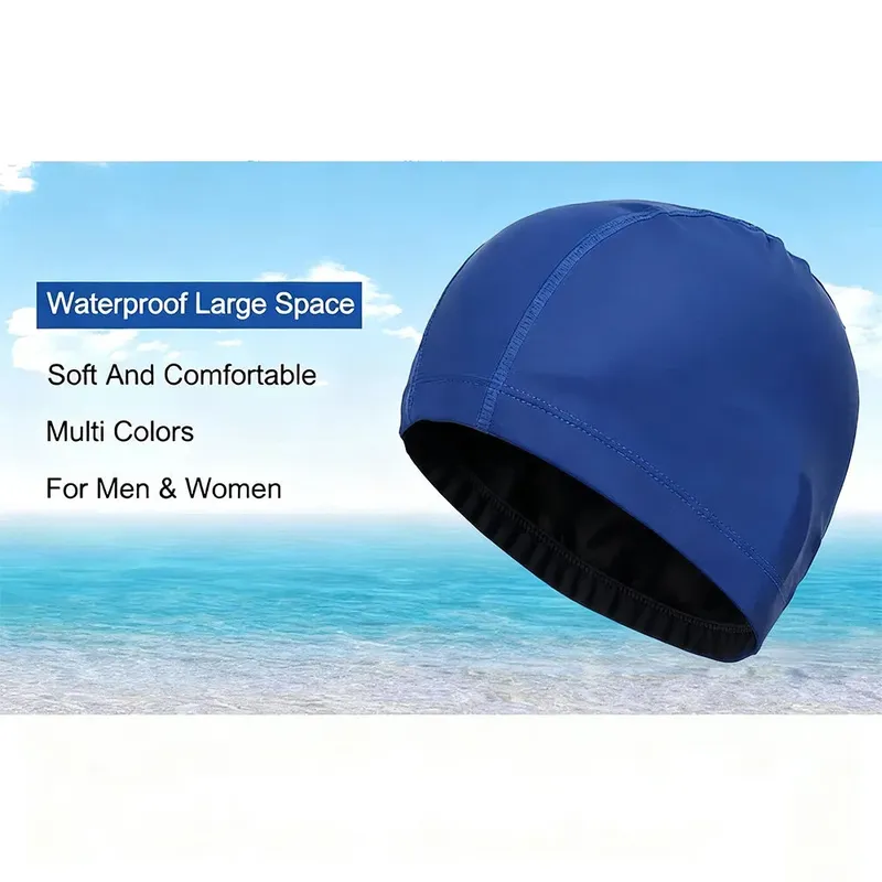 Wasserdichte Unisex-Badekappe aus PU – für Männer/Frauen und Erwachsene (Größe), Gehörschutz für Wassersport, passend für langes Haar