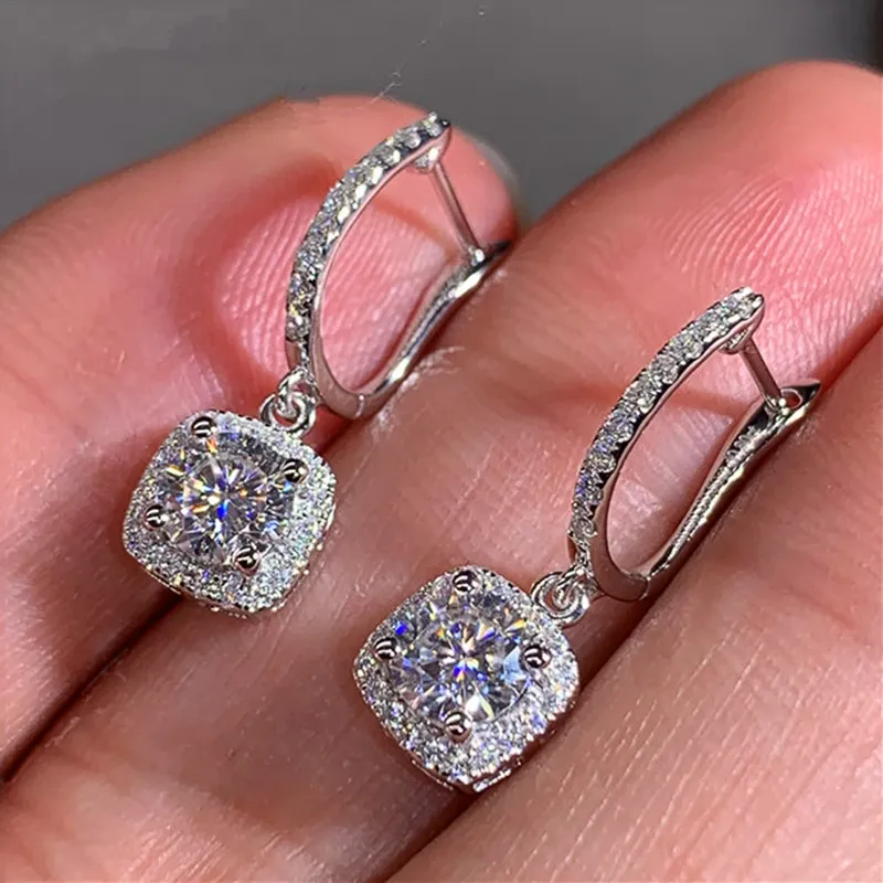 Huitan Neue Trendy Quadratische Form Tropfen Ohrringe Brillante Braut, Verlobung, Hochzeit Schmuck Elegante Weibliche Baumeln Ohrring Schönes Geschenk