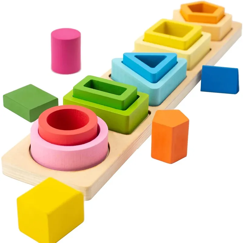 Montessori-Holzspielzeug für Kinder, Sortier- und Stapelspielzeug aus Holz für Babys und Kleinkinder, pädagogische Form, Farbsortierer, Geschenke für Vorschulkinder