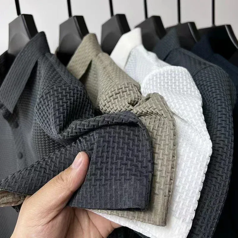 Neue männer Business Casual Kurzarm Knochen Blume Einfarbig POLO-Shirt Mode Atmungsaktive Komfortable Sommer Vielseitig Top