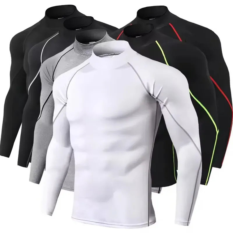 Männer Kompression Langarm T-shirt Sportswear Männlichen Dünne T-shirt Elastische Track Trainingsanzug Kleidung Turnhallen Fitness T-shirt Für Männer