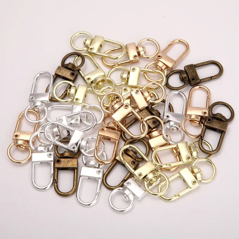 10 teile/los Rotierenden Hund Schnalle Gold Farbe Rhodium Metall Karabiner Haken Für DIY Schmuck Machen Schlüssel Ring Kette Zubehör ﻿