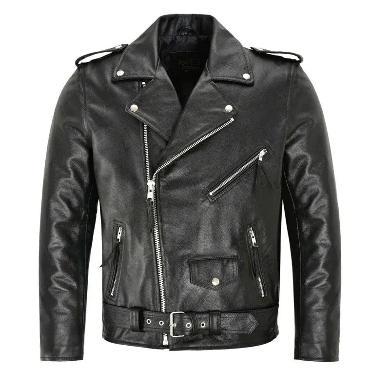Herren PU Lederjacke Motorrad Mode Slim Fit Ledermantel