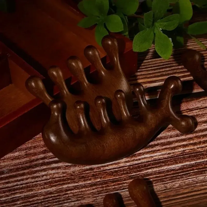 Natürlicher Gua Sha Massagekamm mit breiten Zähnen für Gesicht, Kopf, Kopfhaut und Körper - Guasha-Schabewerkzeug zur Entspannung