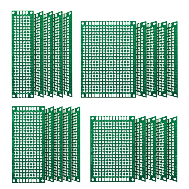 20 Stück doppelseitige Leiterplatte 2 x 8 3 x 7 4 x 6 5 x 7 verzinnt durch Löcher FR4 Prototyp-Kit Leiterplatte Universal-Parfboard für Heimwerker