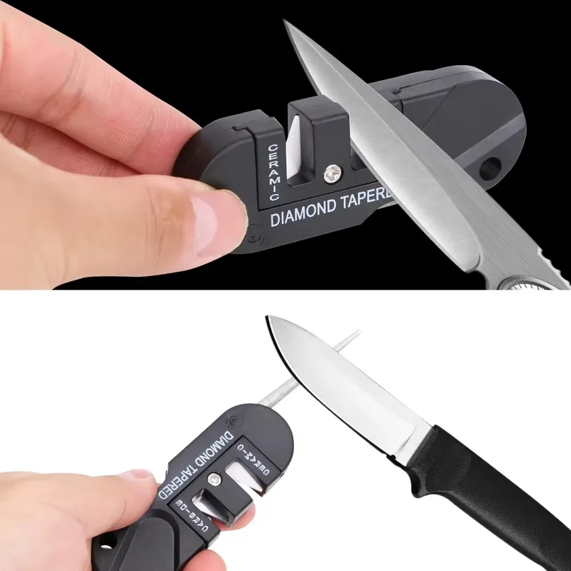 4-in-1 tragbarer Messerschärfer, multifunktionaler tragbarer Messerschärfer aus Wolframstahl für den Außenbereich, Messerschärfstift