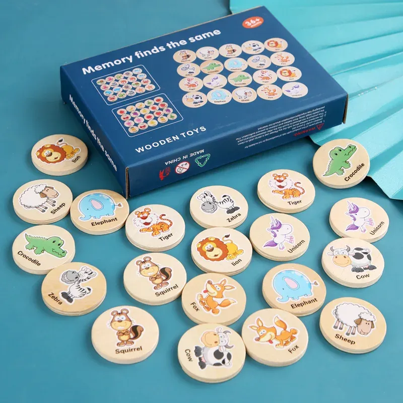 Finden Sie das gleiche Muster-Puzzlespiel für Kinder, Cartoon-Tier, Erinnerung, Schach, Denktraining, Kinder, Montessori, pädagogisches Holzspielzeug
