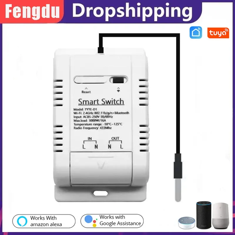 Tuya WiFi Smart Temperatur Schalter 16A 3000W Energieverbrauch Überwachung Thermostat Kompatibel Alexa Google Home Smart Switch