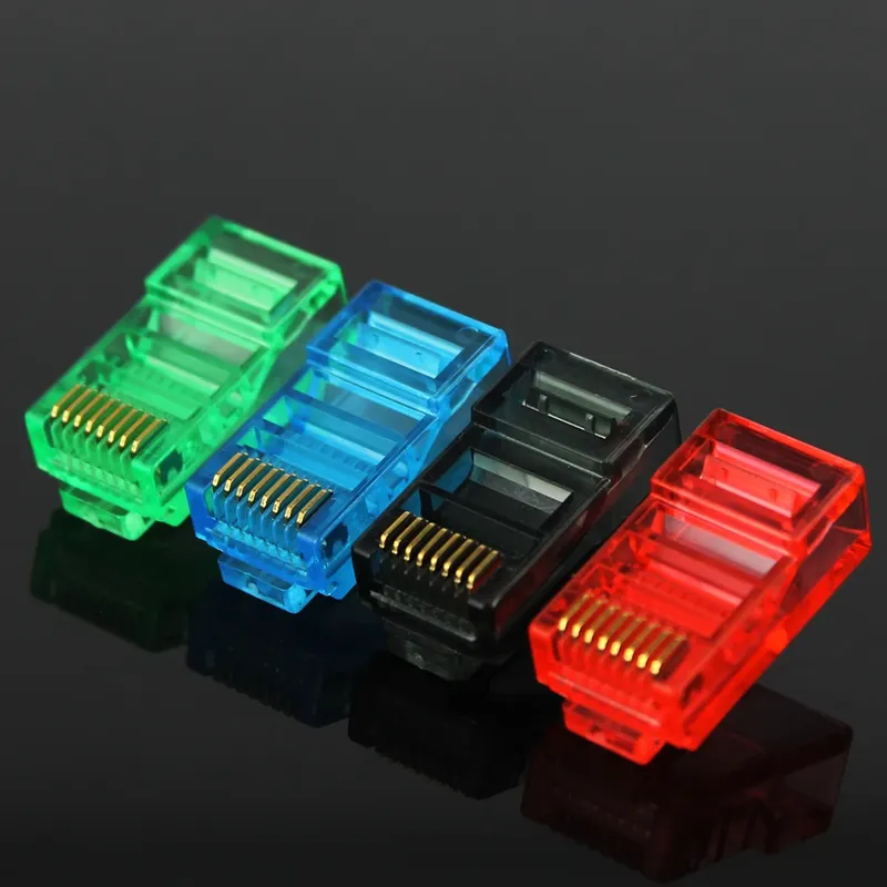 50/100PCS RJ45 Ethernet Kabel Modul Stecker Netzwerk Stecker RJ-45 Kristall Köpfe Cat5 Farbe Cat5e Vergoldet kabel