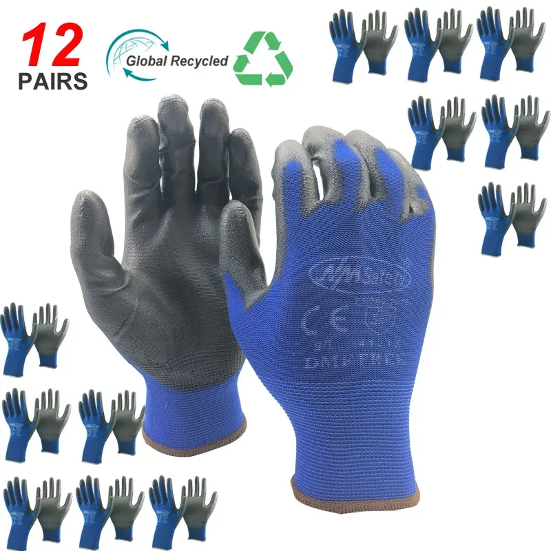 NMSAFETY 12-Paar Arbeitsschutzhandschuhe für Herren, flexible Sicherheitsarbeitshandschuhe aus Nylon oder Polyester, professionelles Sicherheitszubehör