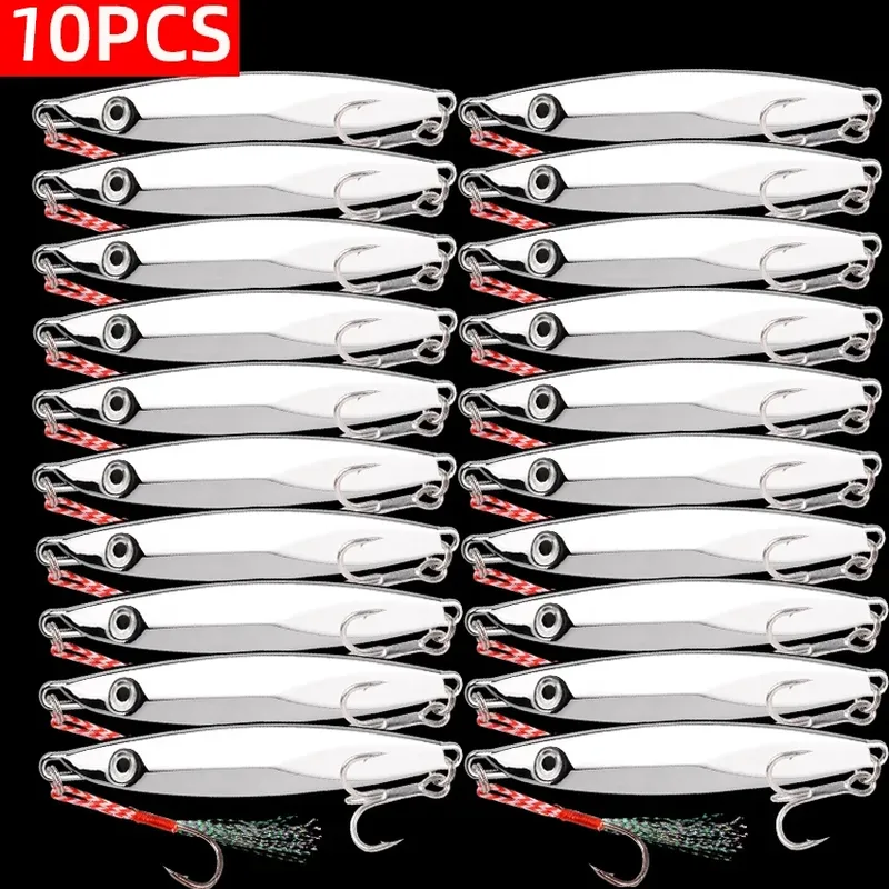 Metallguss-Jigging-Köder-Set, 10 g-60 g, Spinner-Löffel, Angelköder, sinkend, weit werfend, Jigging-Köder, Löffel, Spinnerbait zum Angeln