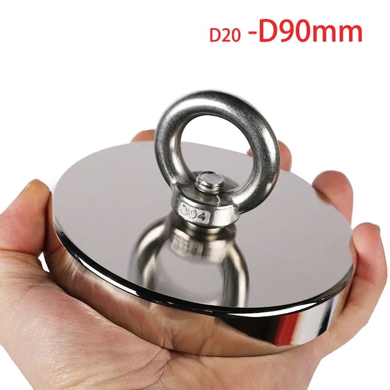 Angelmagnete, 110 lb 242 lb 529 lb 771 lb Zugkraft Superstarker, robuster Seltenerd-Neodym-Suchmagnet für Flussangeln